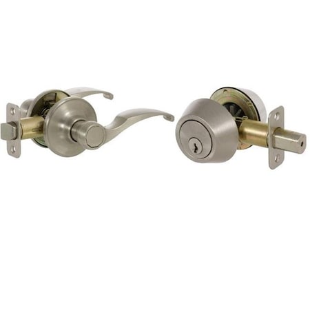 Callan KI3001R Kendall Series Grade 3 Keyed Entry Lever & Single Cylinder Deadbolt Set; Satin Nickel